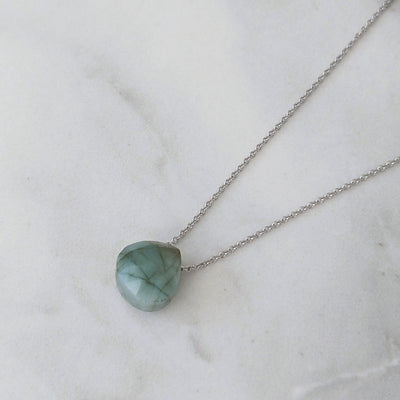 The Nuget silver emerald May birthstone necklace