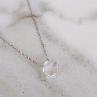 The Nuget silver clear quartz April birthstone necklace