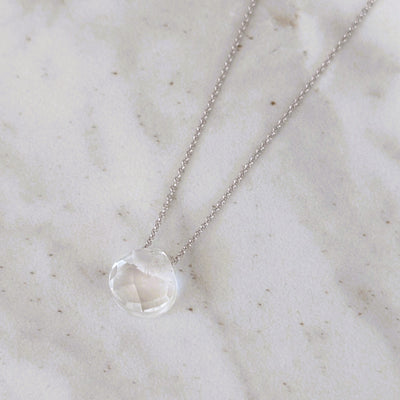 The Nuget silver clear quartz April birthstone necklace