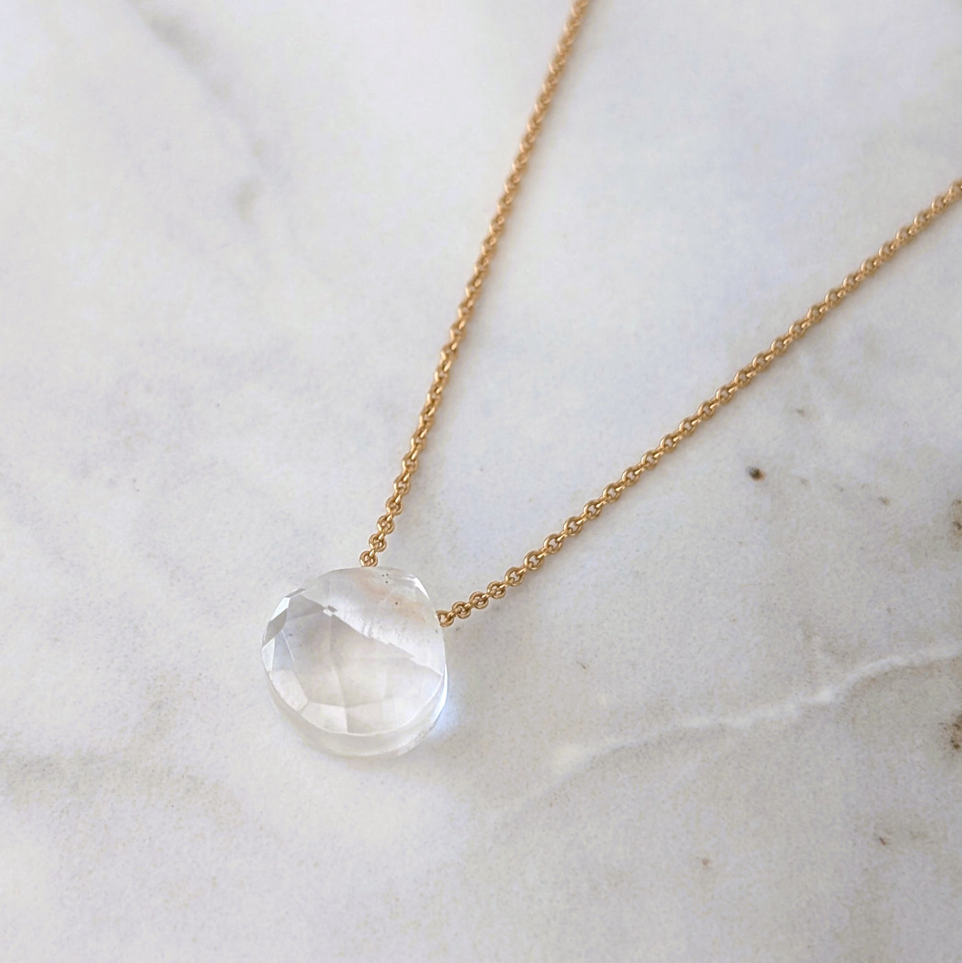 The Nuget Clear Quartz April birthstone necklace