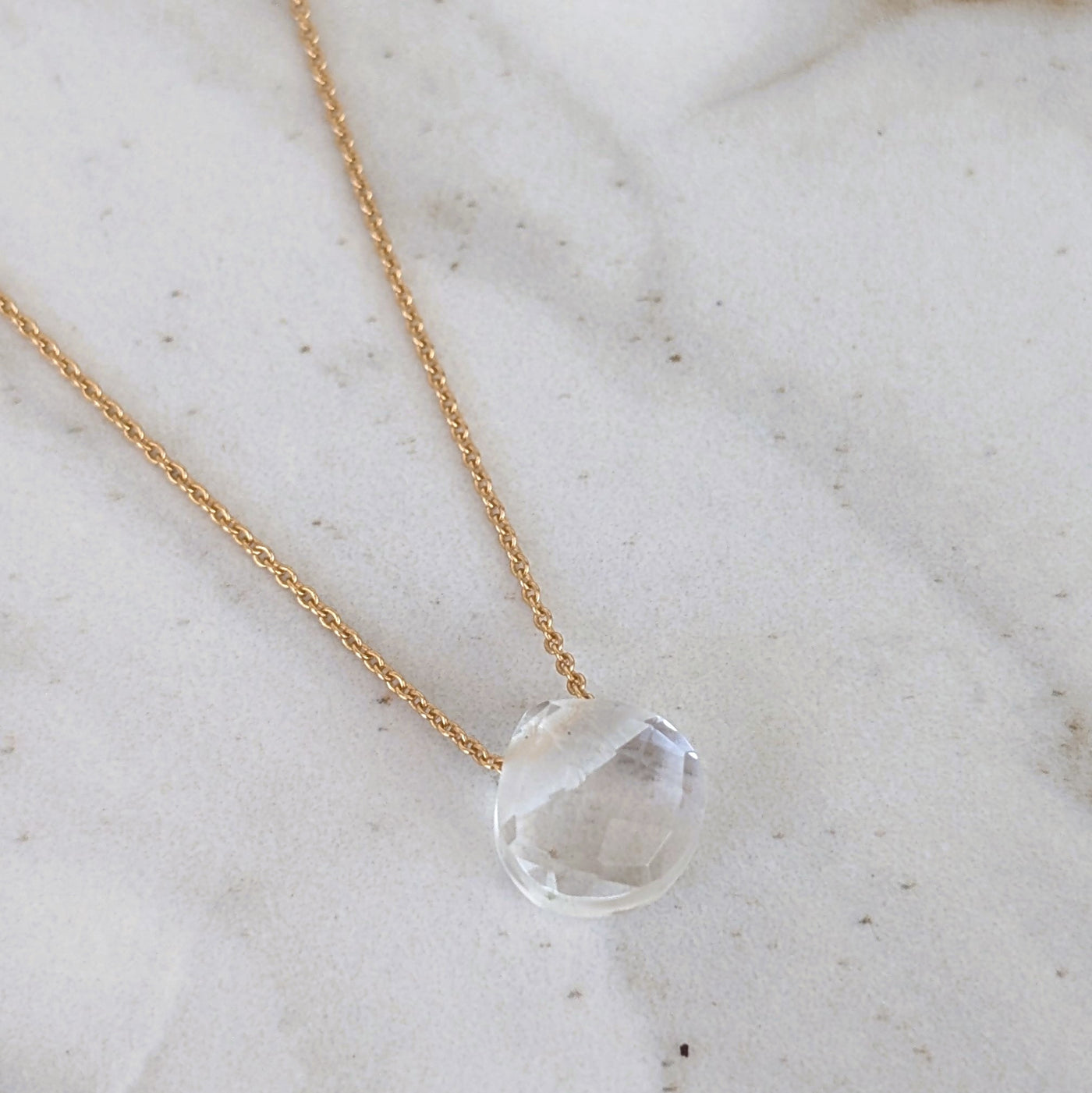 The Nuget Clear Quartz April birthstone necklace