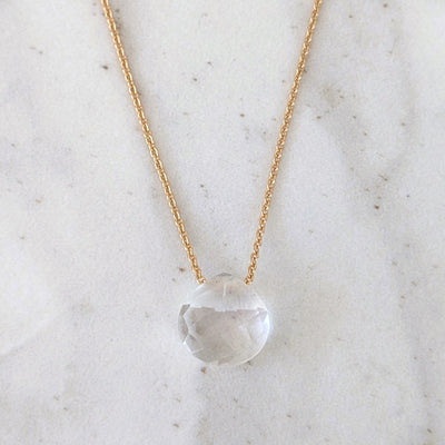 The Nuget Clear Quartz April birthstone necklace