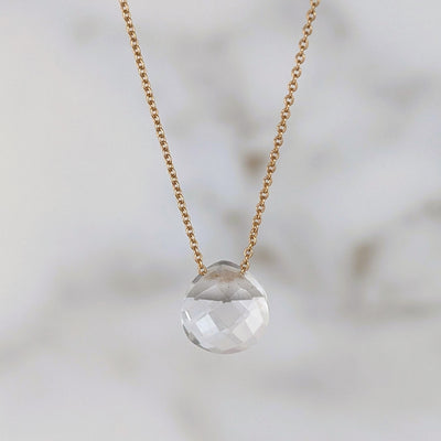 The Nuget Clear Quartz April birthstone necklace