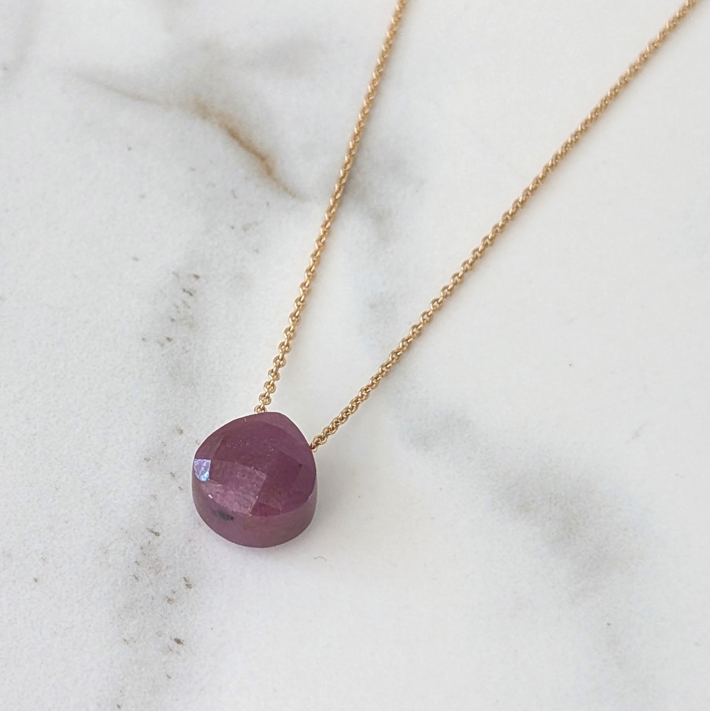 gold ruby July birthstone necklace