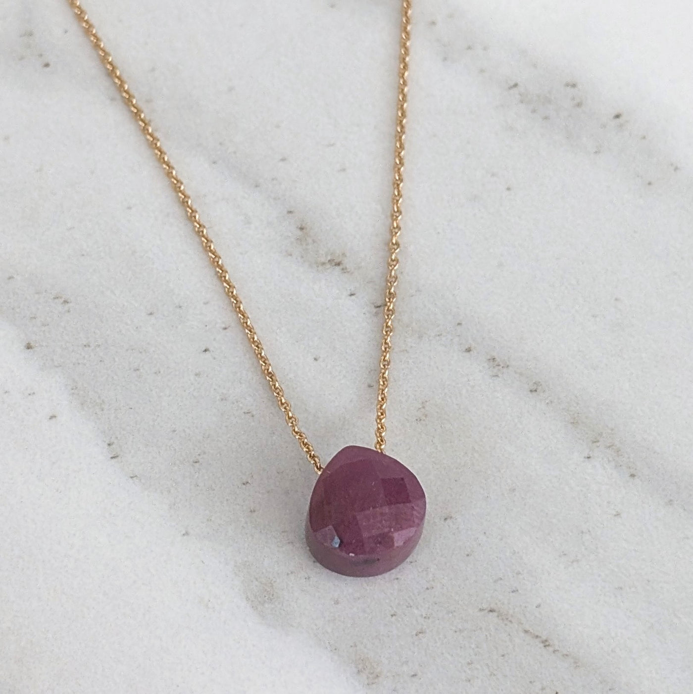 gold ruby July birthstone necklace