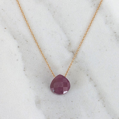 gold ruby July birthstone necklace