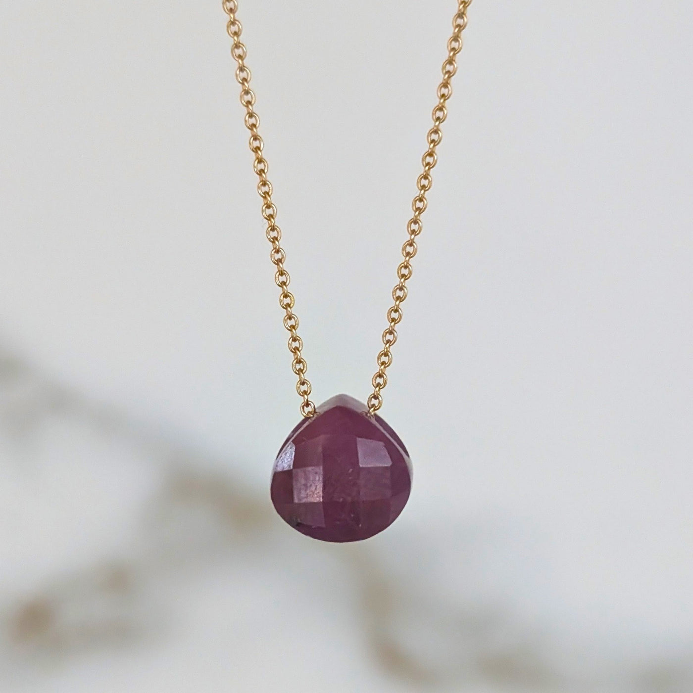 gold ruby July birthstone necklace