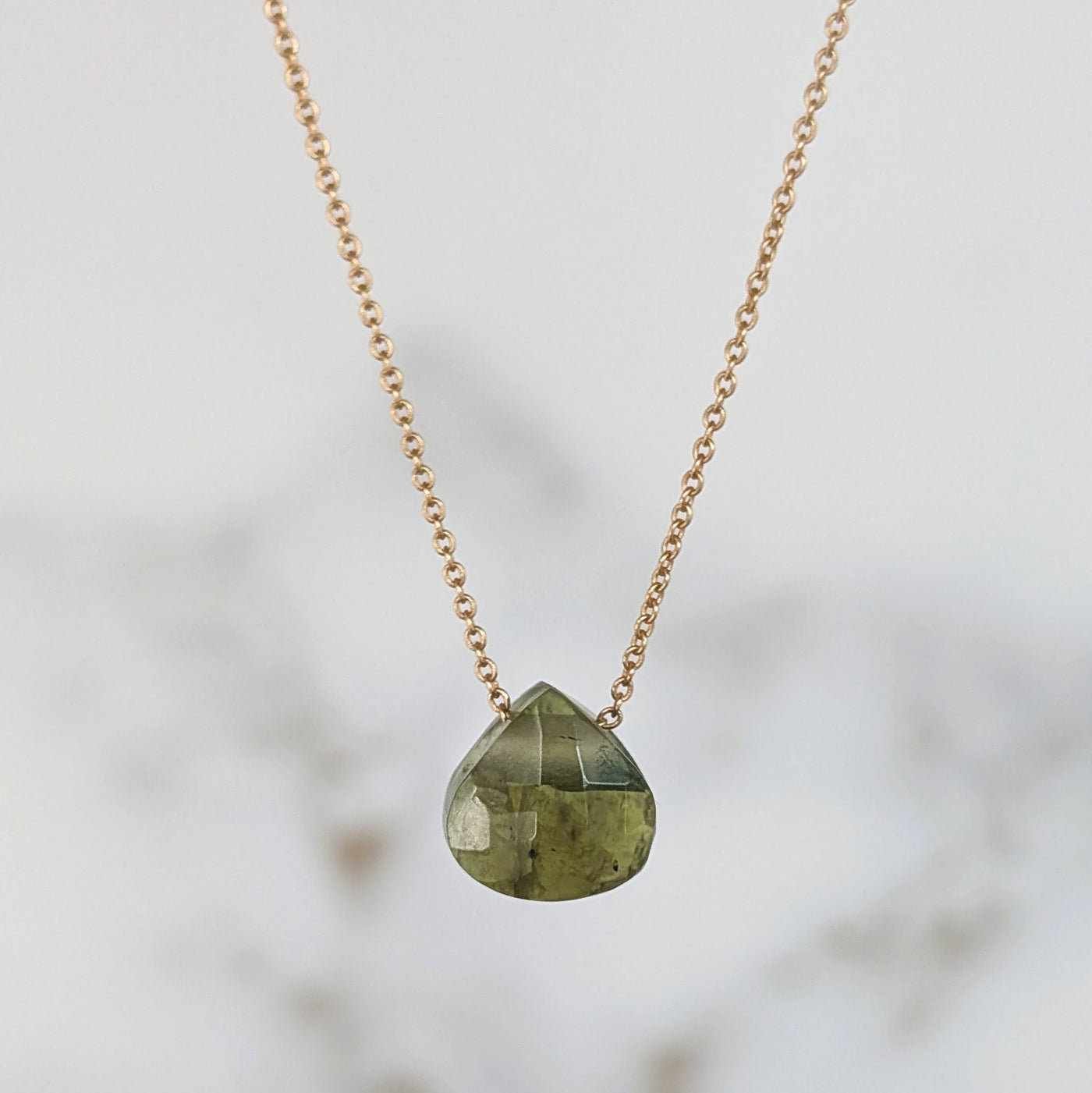 The Nuget gold peridot August birthstone necklace