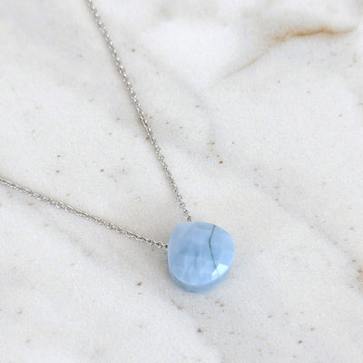 blue opal October birthstone pendant necklace