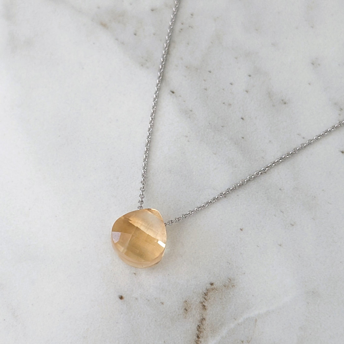 The Nuget silver citrine November birthstone necklace