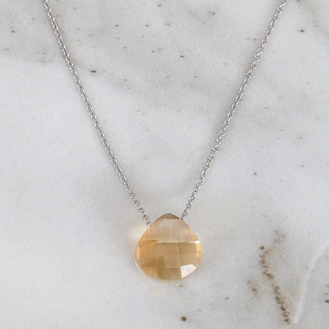 The Nuget silver citrine November birthstone necklace