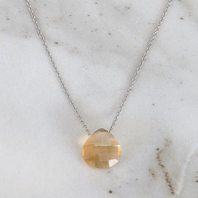 The Nuget silver citrine November birthstone necklace