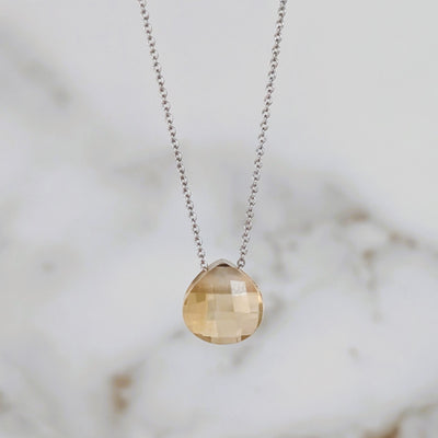 The Nuget silver citrine November birthstone necklace