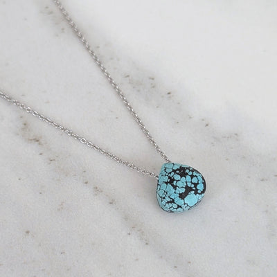 The Nuget silver turquoise December birthstone necklace