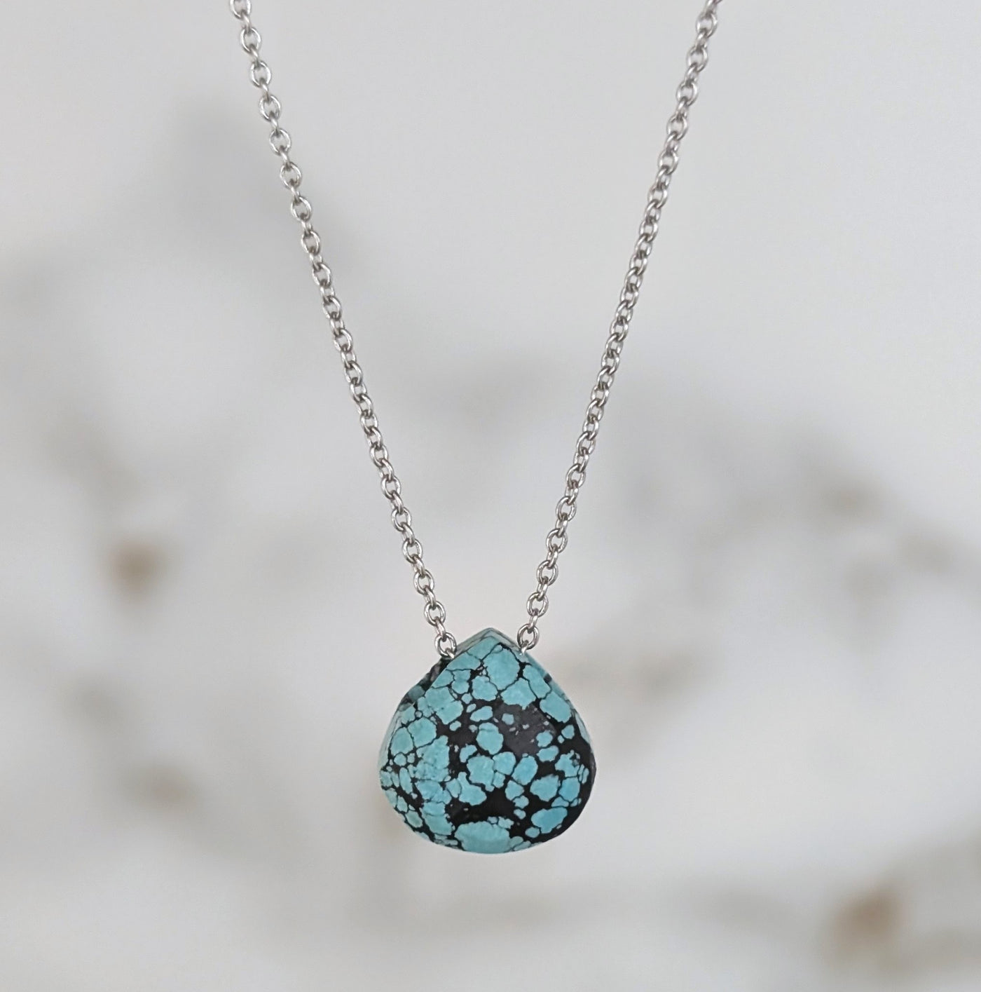 The Nuget silver turquoise December birthstone necklace