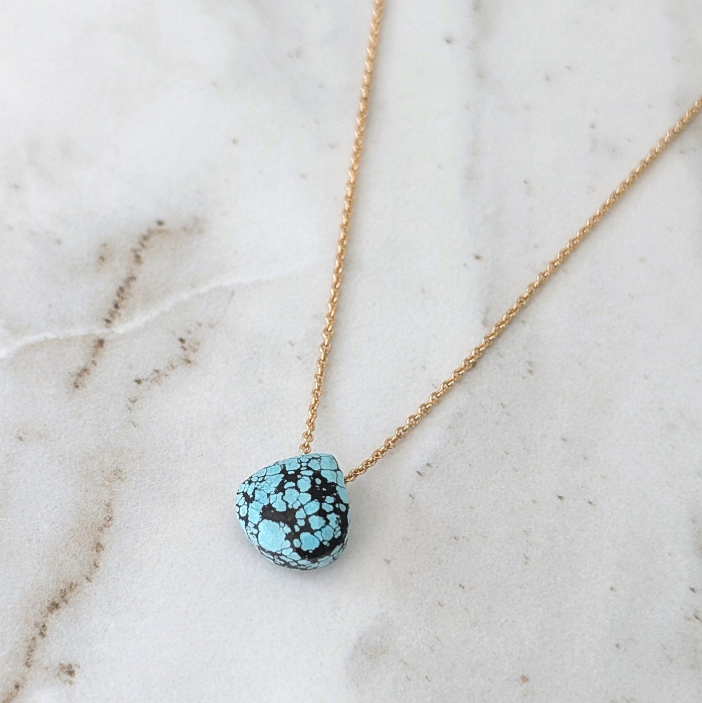 The Nuget gold turquoise December birthstone necklace