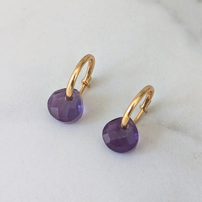 gold amethyst February birthstone earrings