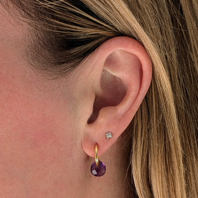 gold amethyst February birthstone earrings