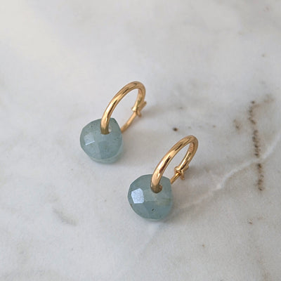 gold aquamarine March birthstone earrings