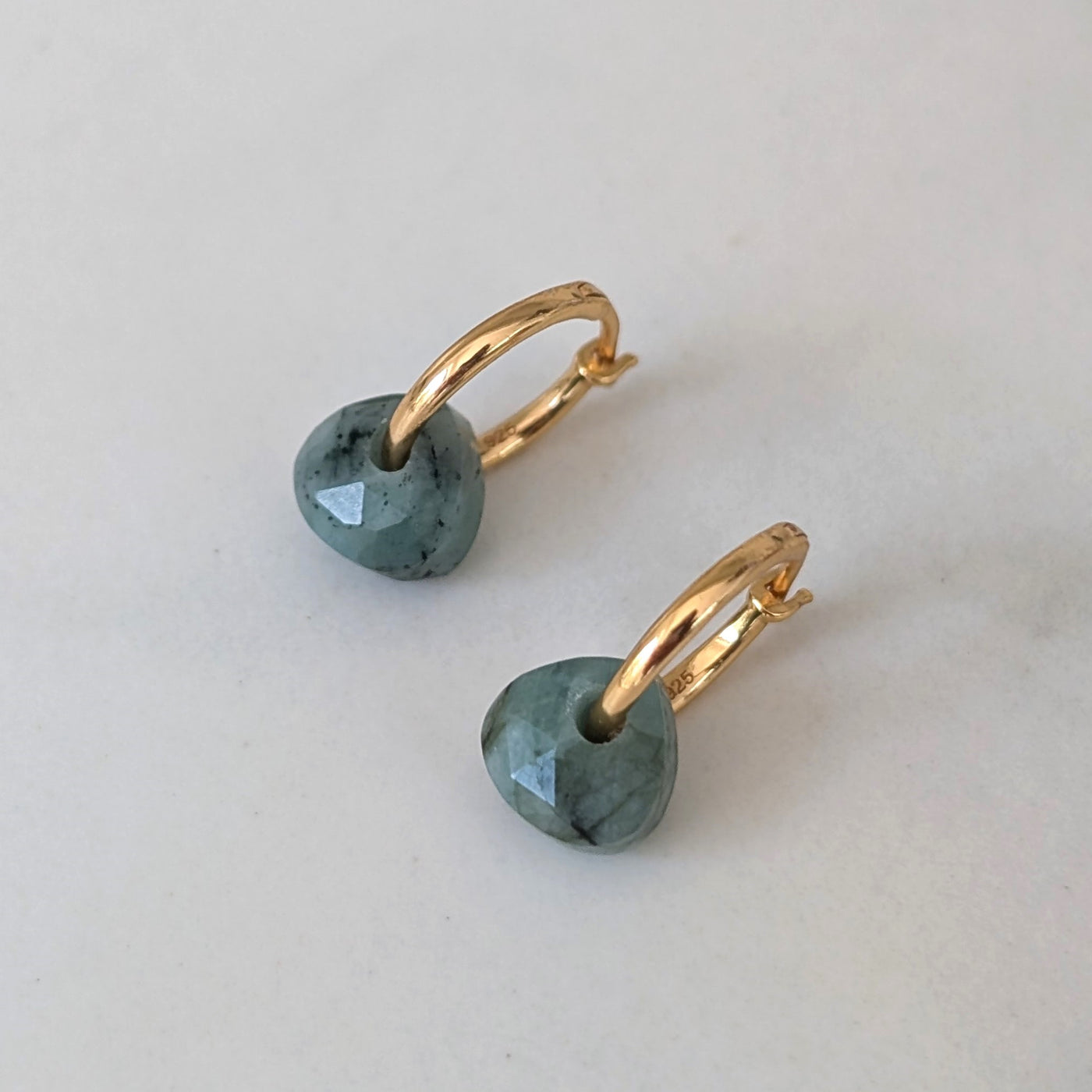 gold emerald May birthstone earrings