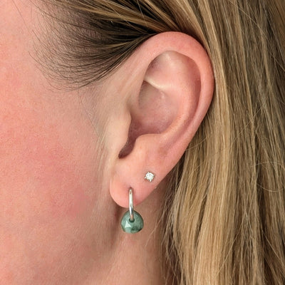 silver emerald May birthstone earrings