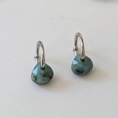 silver emerald May birthstone earrings