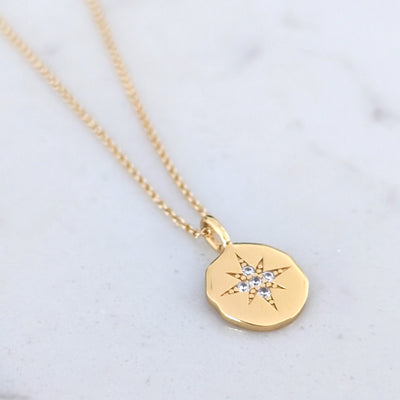 gold celestial starburst pendant necklace