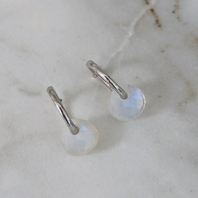 The Nuget silver moonstone June birthstone earrings