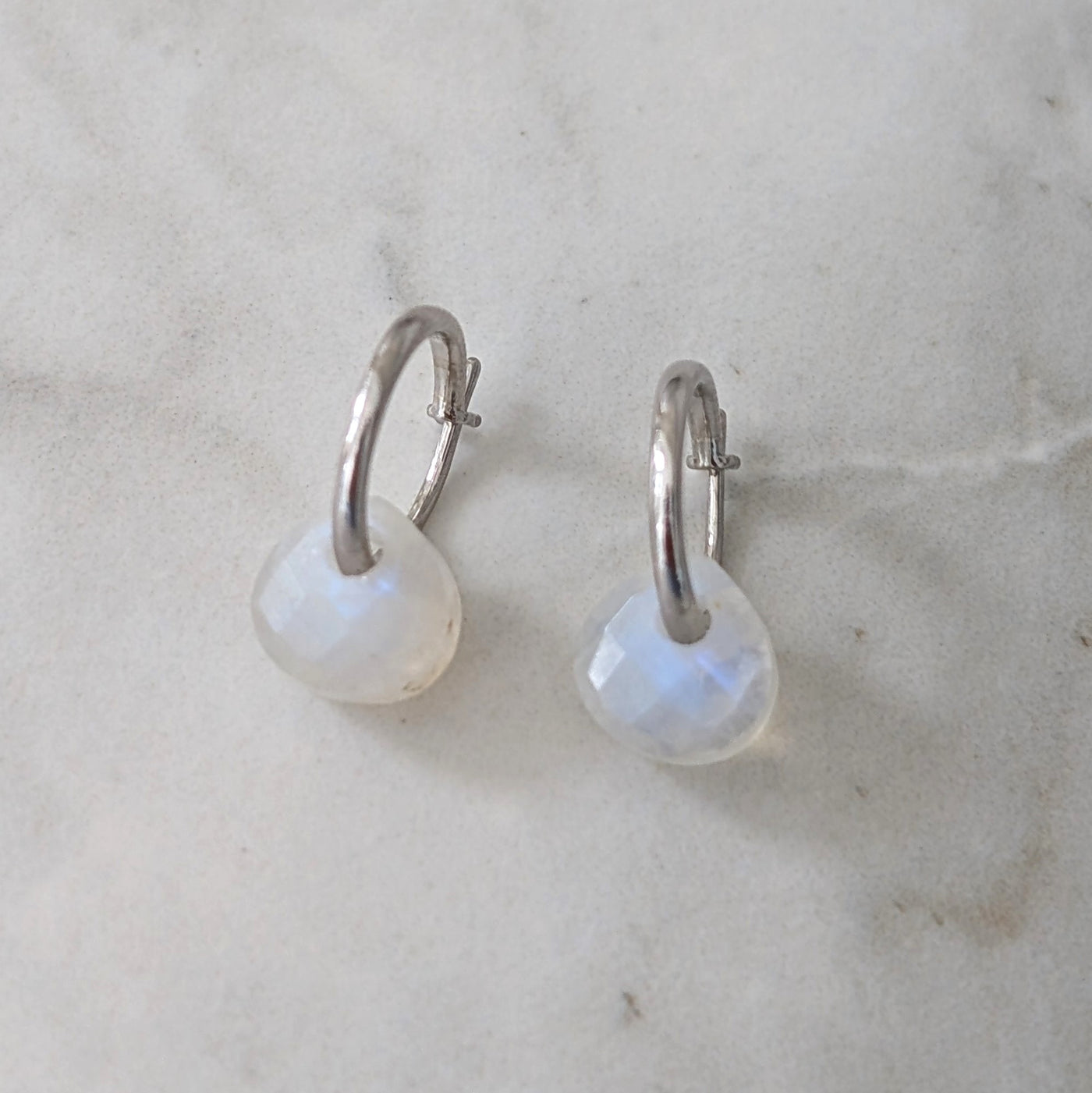 The Nuget silver moonstone June birthstone earrings