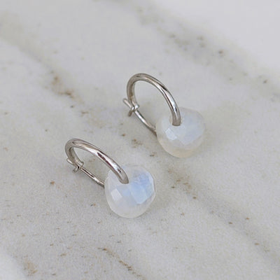 The Nuget silver moonstone June birthstone earrings