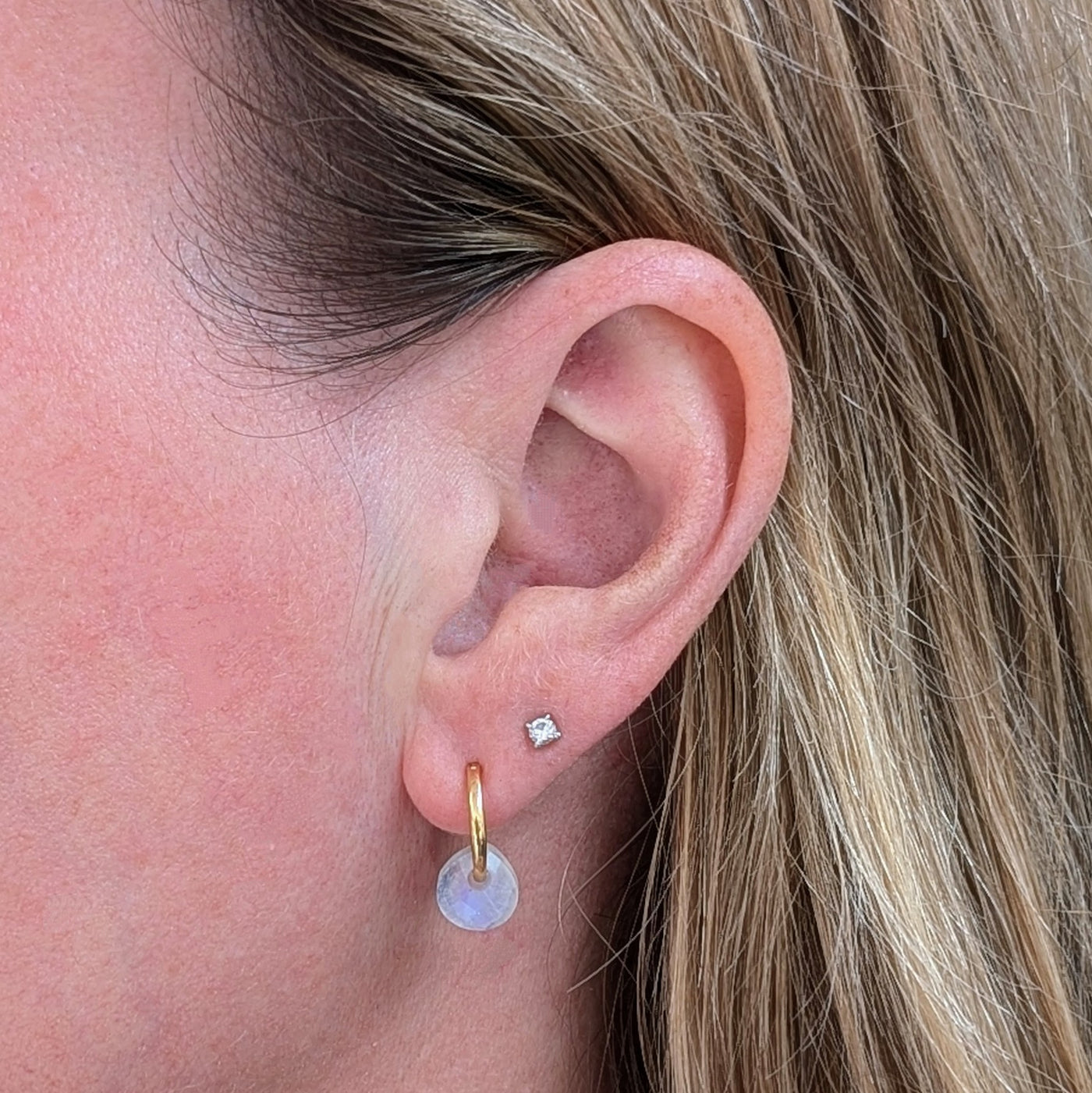 The Nuget gold moonstone June birthstone earrings