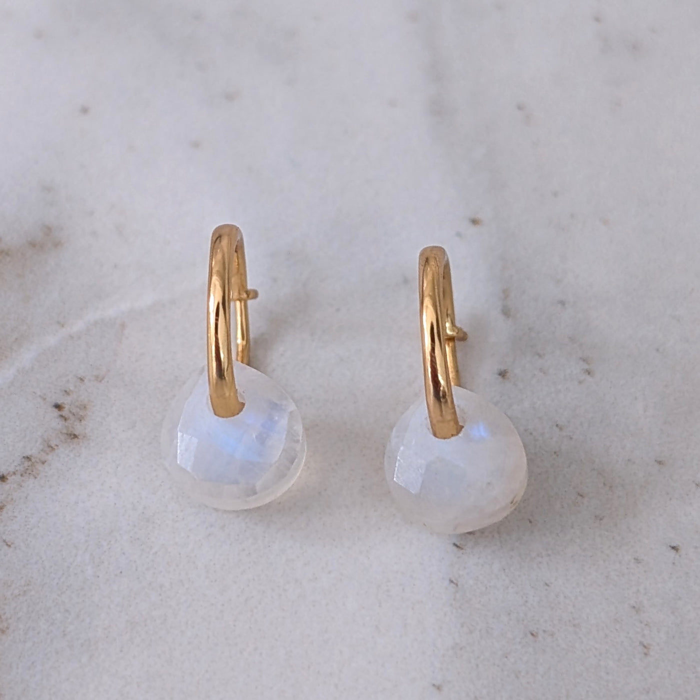 The Nuget gold moonstone June birthstone earrings