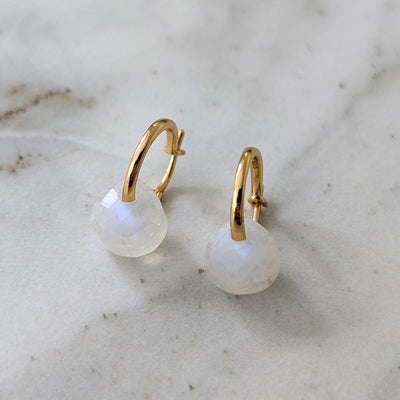 The Nuget gold moonstone June birthstone earrings