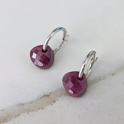 The Nuget silver ruby July birthstone earrings