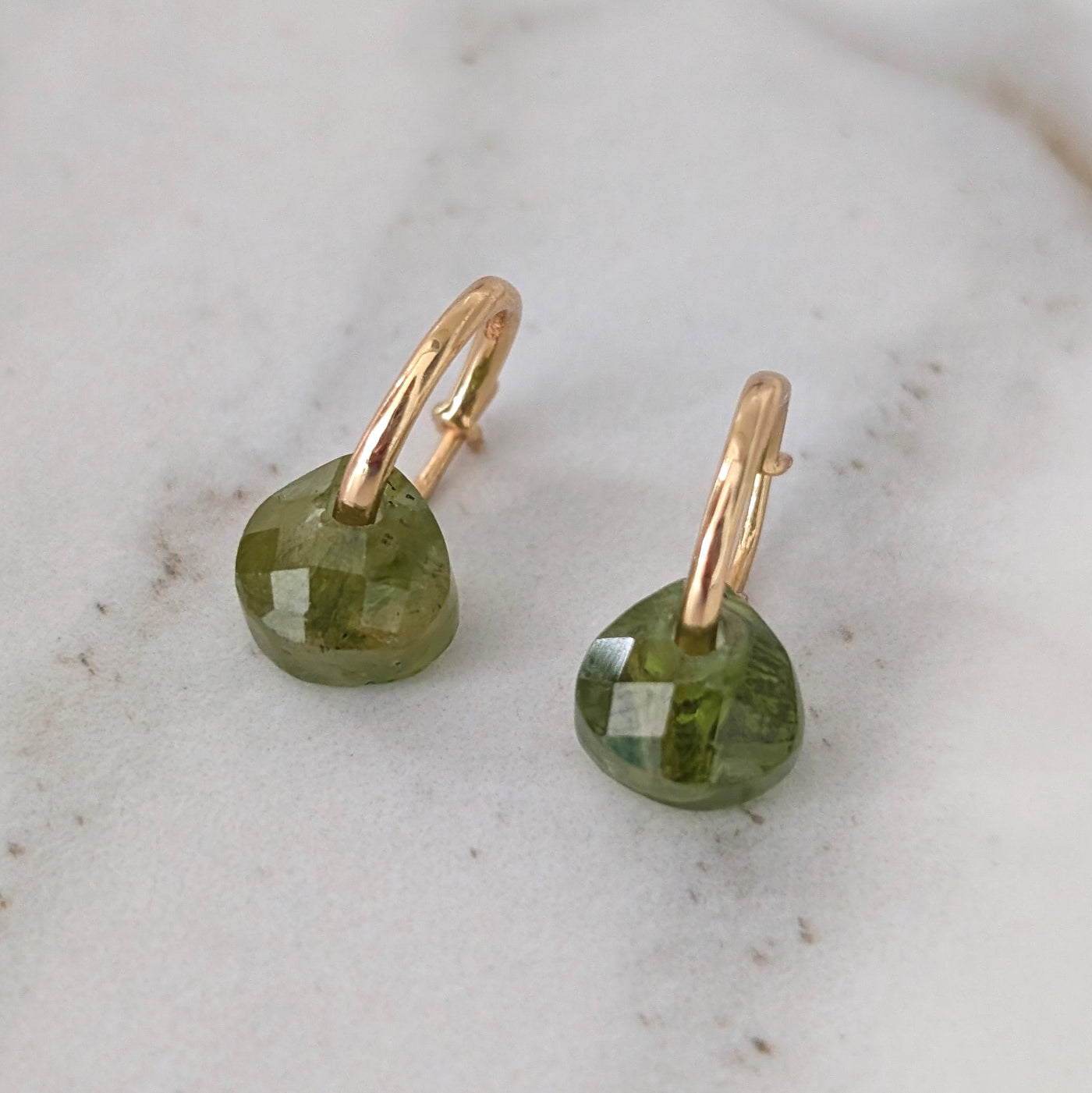 The Nuget gold peridot August birthstone earrings