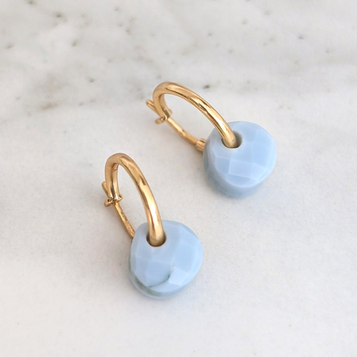 blue opal October birthstone earrings