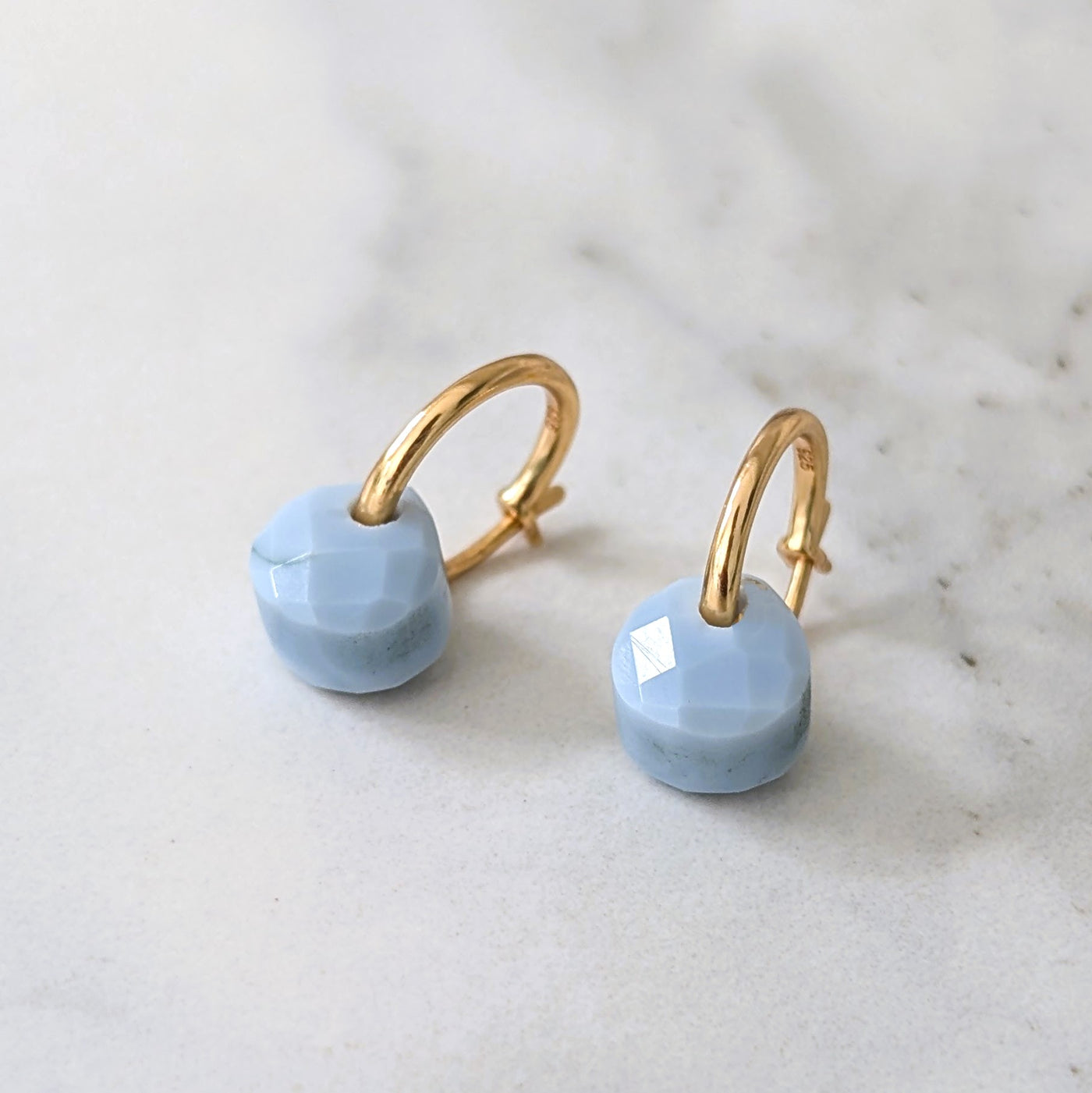 blue opal October birthstone earrings
