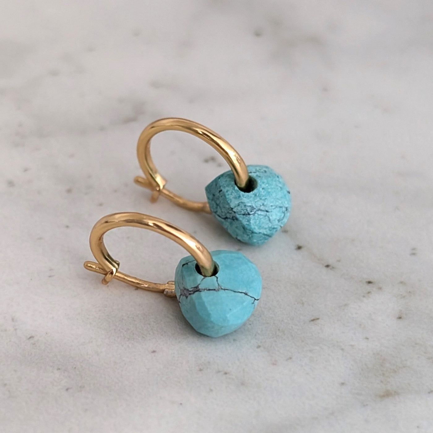 The Nuget gold turquoise December birthstone earrings