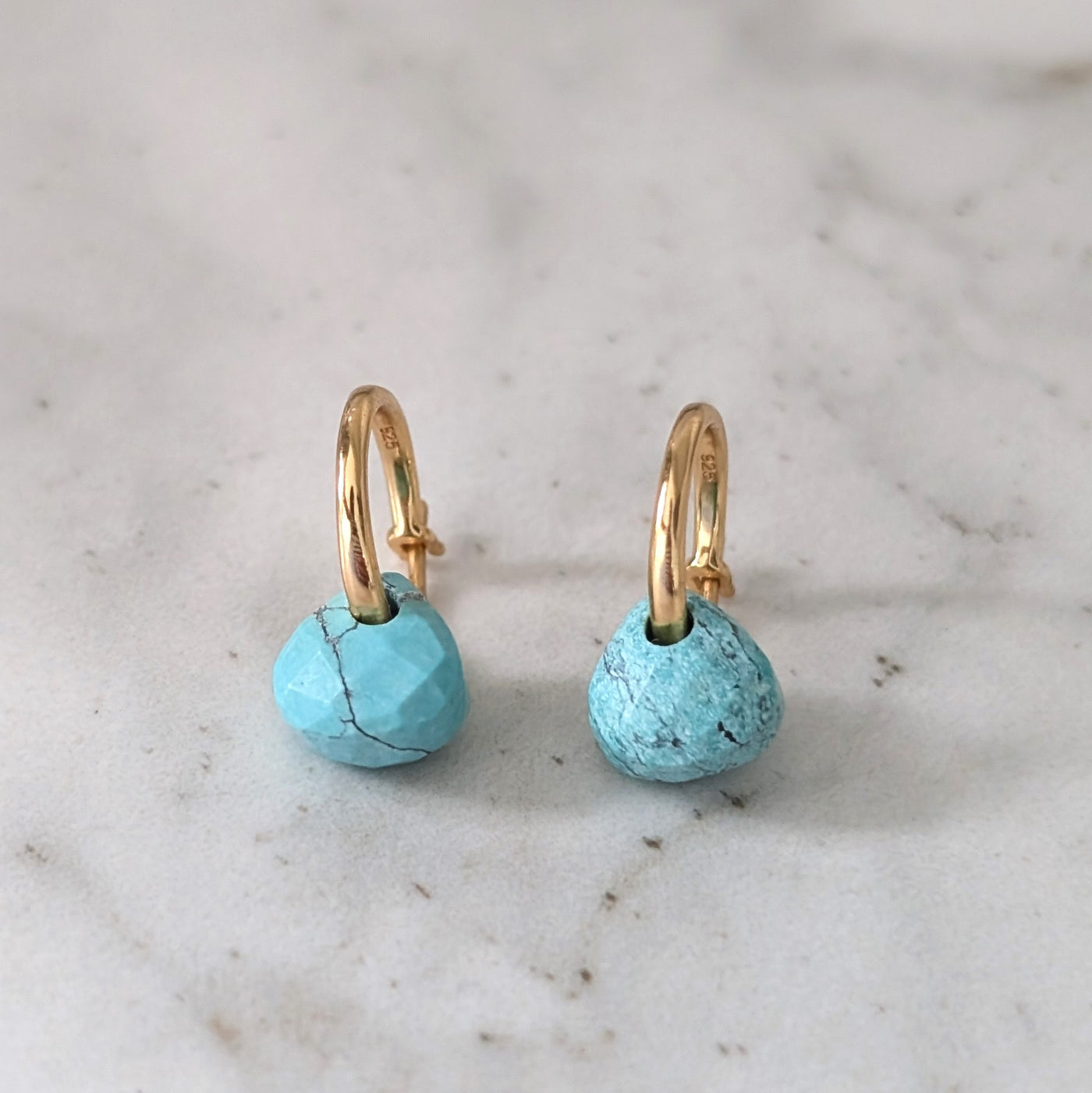 The Nuget gold turquoise December birthstone earrings