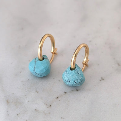 The Nuget gold turquoise December birthstone earrings