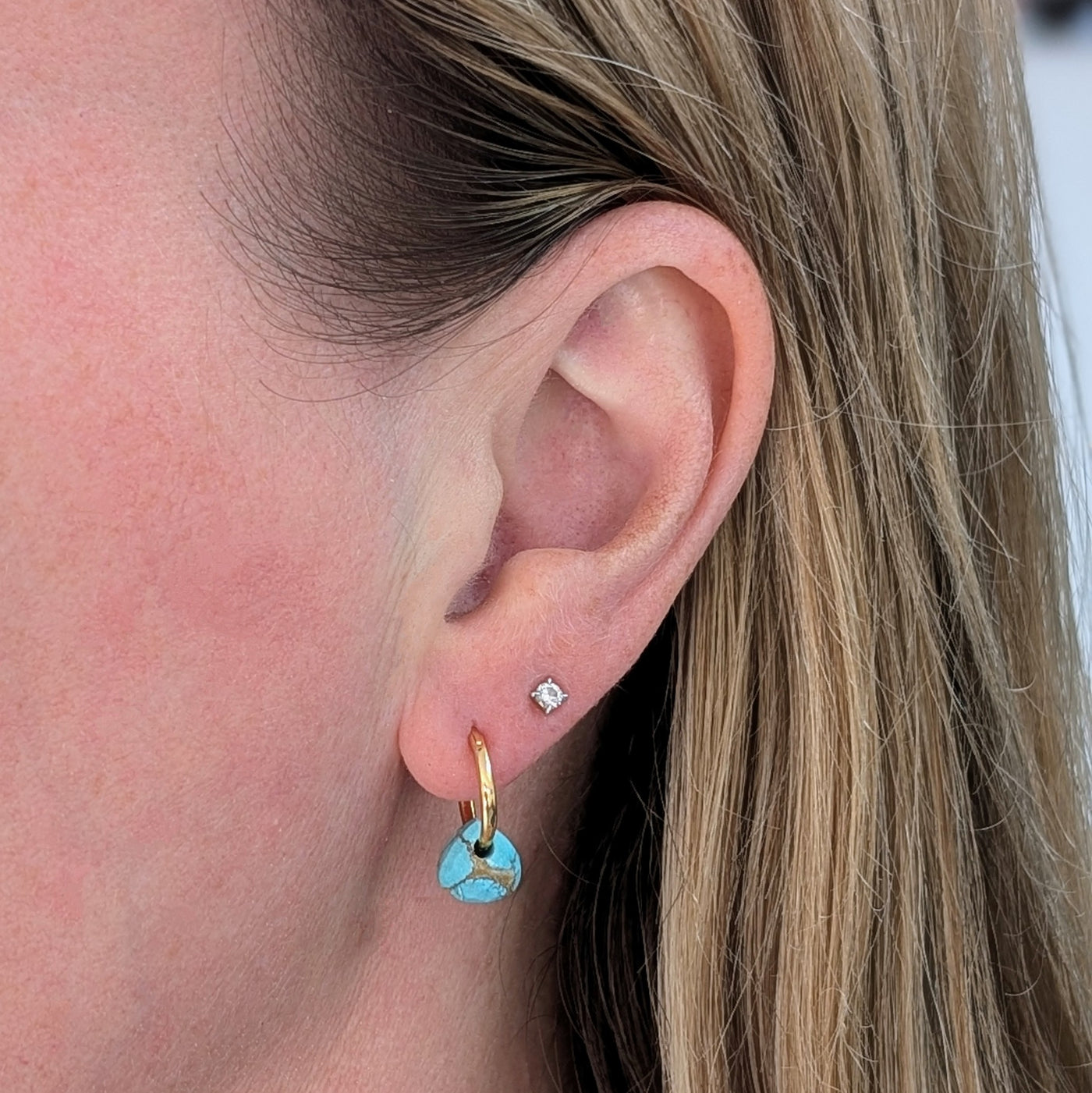 The Nuget gold turquoise December birthstone earrings