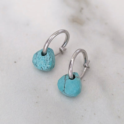 The Nuget silver turquoise December birthstone earrings