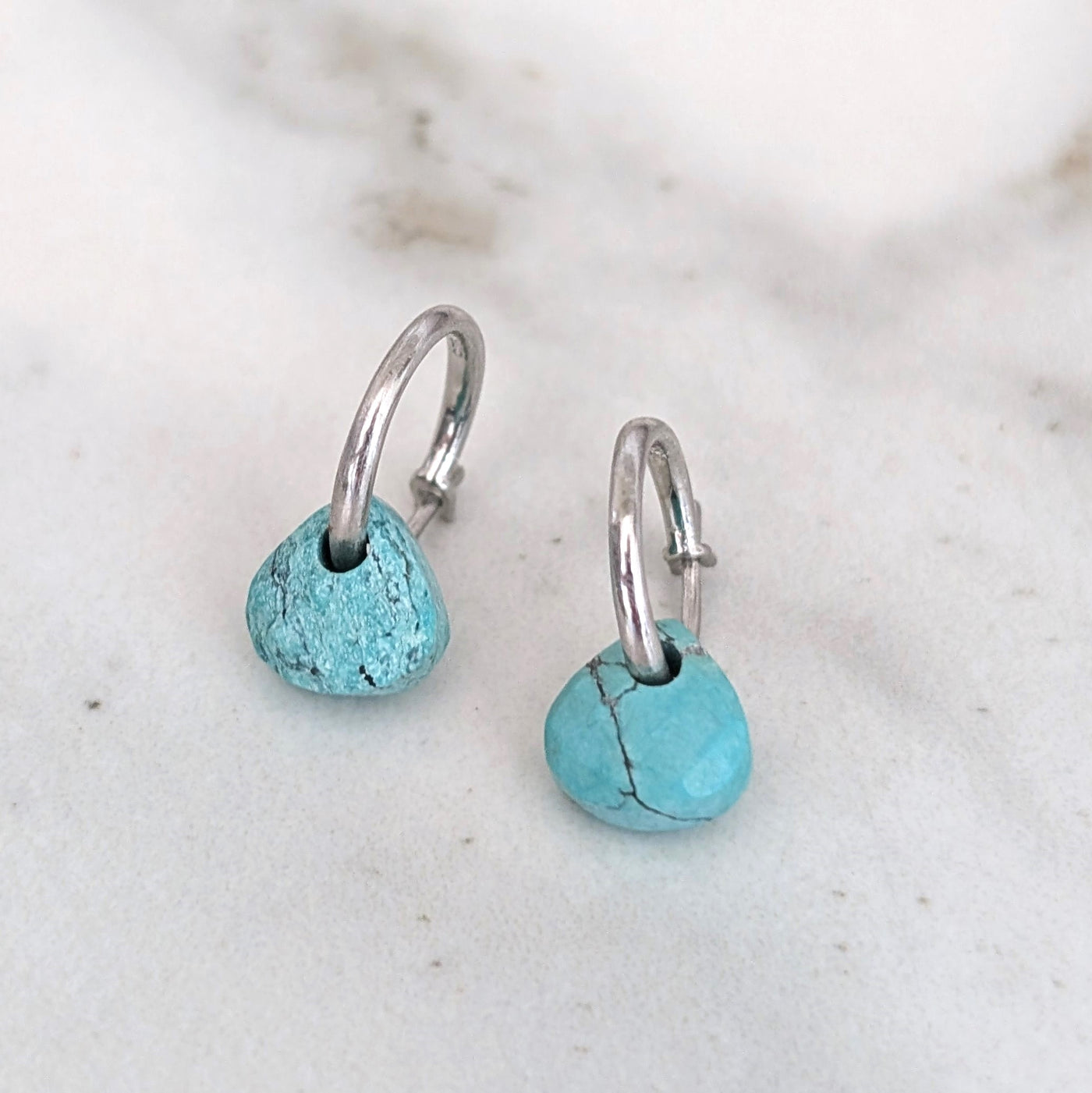 The Nuget silver turquoise December birthstone earrings