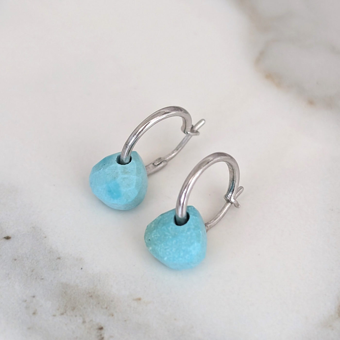 The Nuget silver turquoise December birthstone earrings