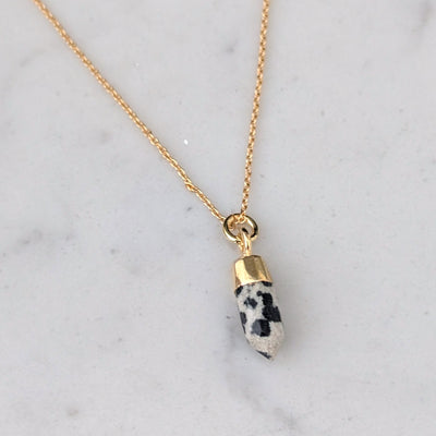 gold dalmatian jasper pendant necklace