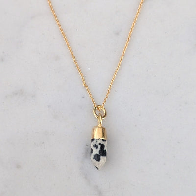 gold dalmatian jasper pendant necklace