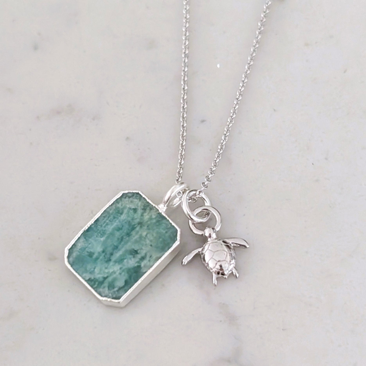 sterling silver amazonite pendant necklace