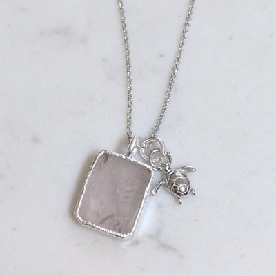 sterling silver rose quartz pendant necklace