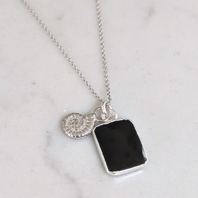 silver black onyx and citrine pendant necklace 