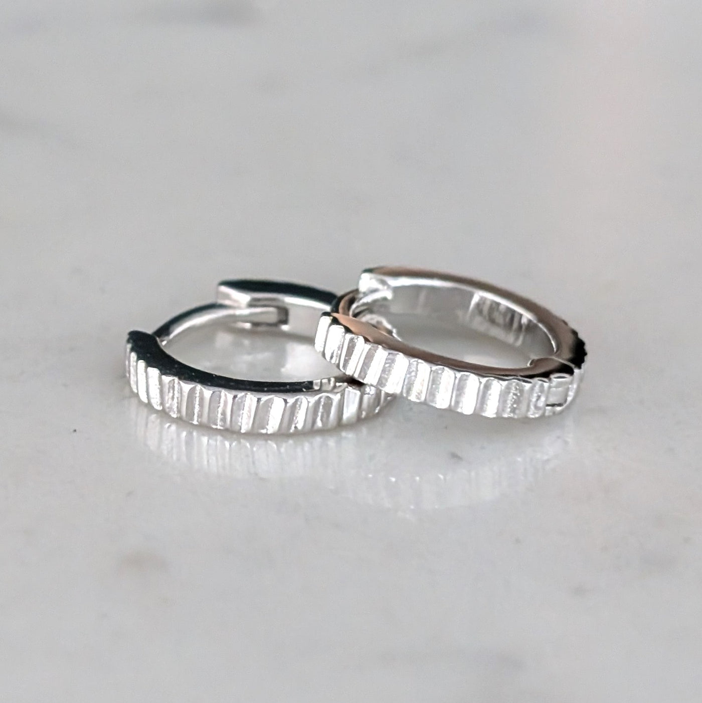 sterling silver textured hoop earrings